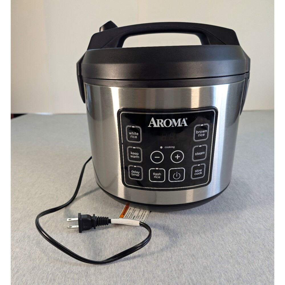 AROMA ARC-5100SB 10-Cup Rice Cooker & Steamer Stainless Silver/Black 860W 7-Set